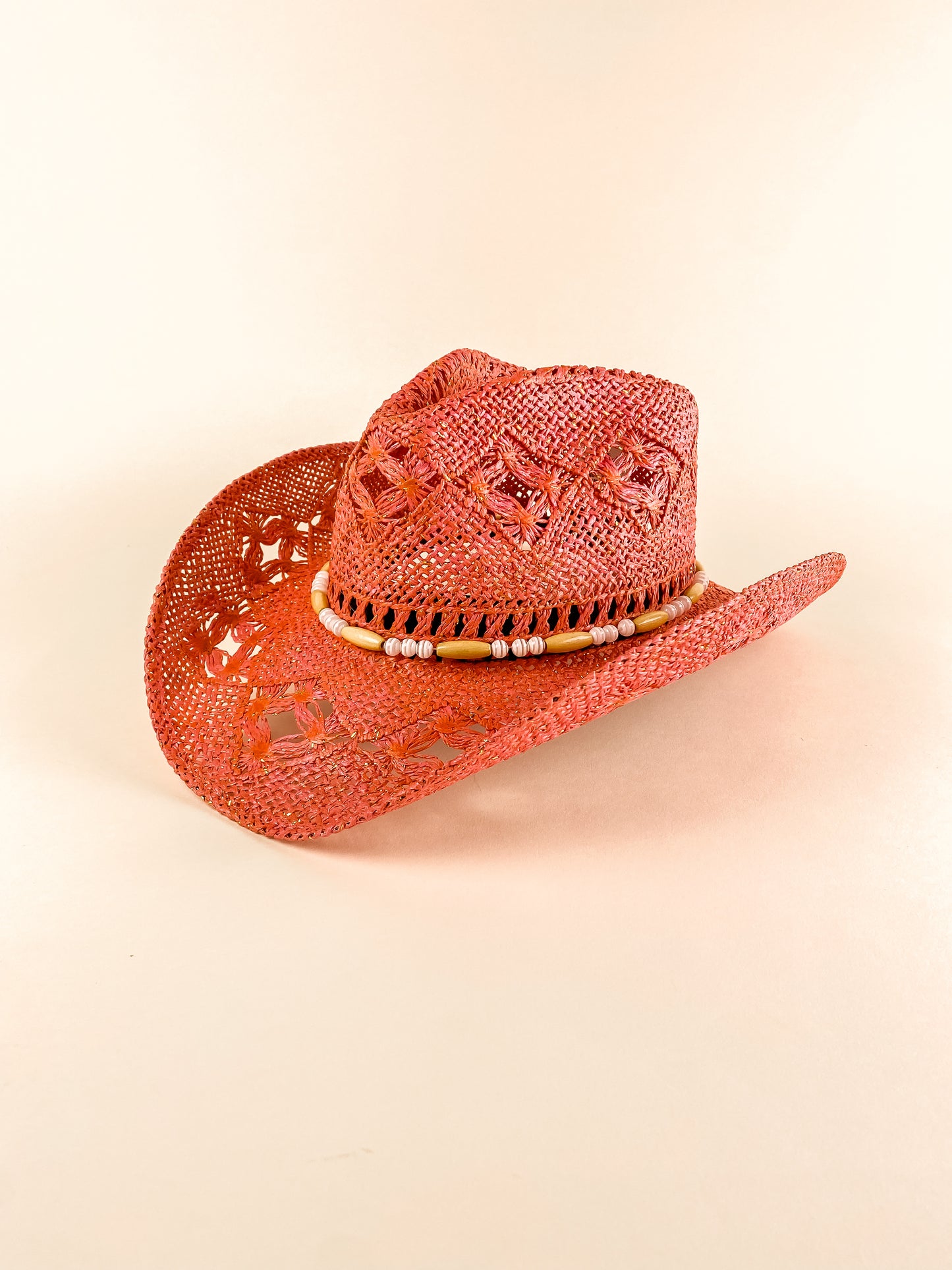 Bayside Rancher Raffia Hat - Coral