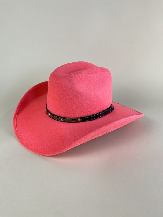 Austin Vegan Suede Cowboy Hat- Barbie Pink