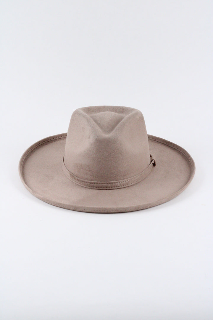 Vegan Suede Rancher Hat - Pencil Brim - Sand