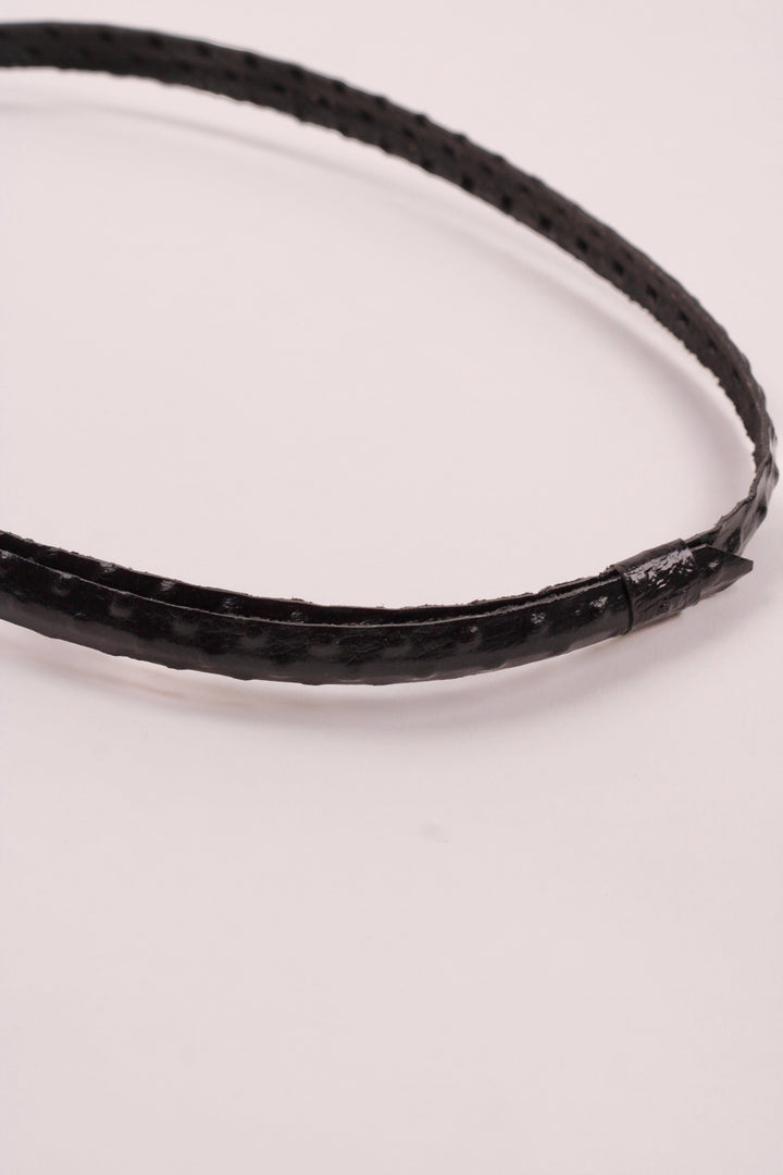 Leather Ostrich Hat Band  / Black