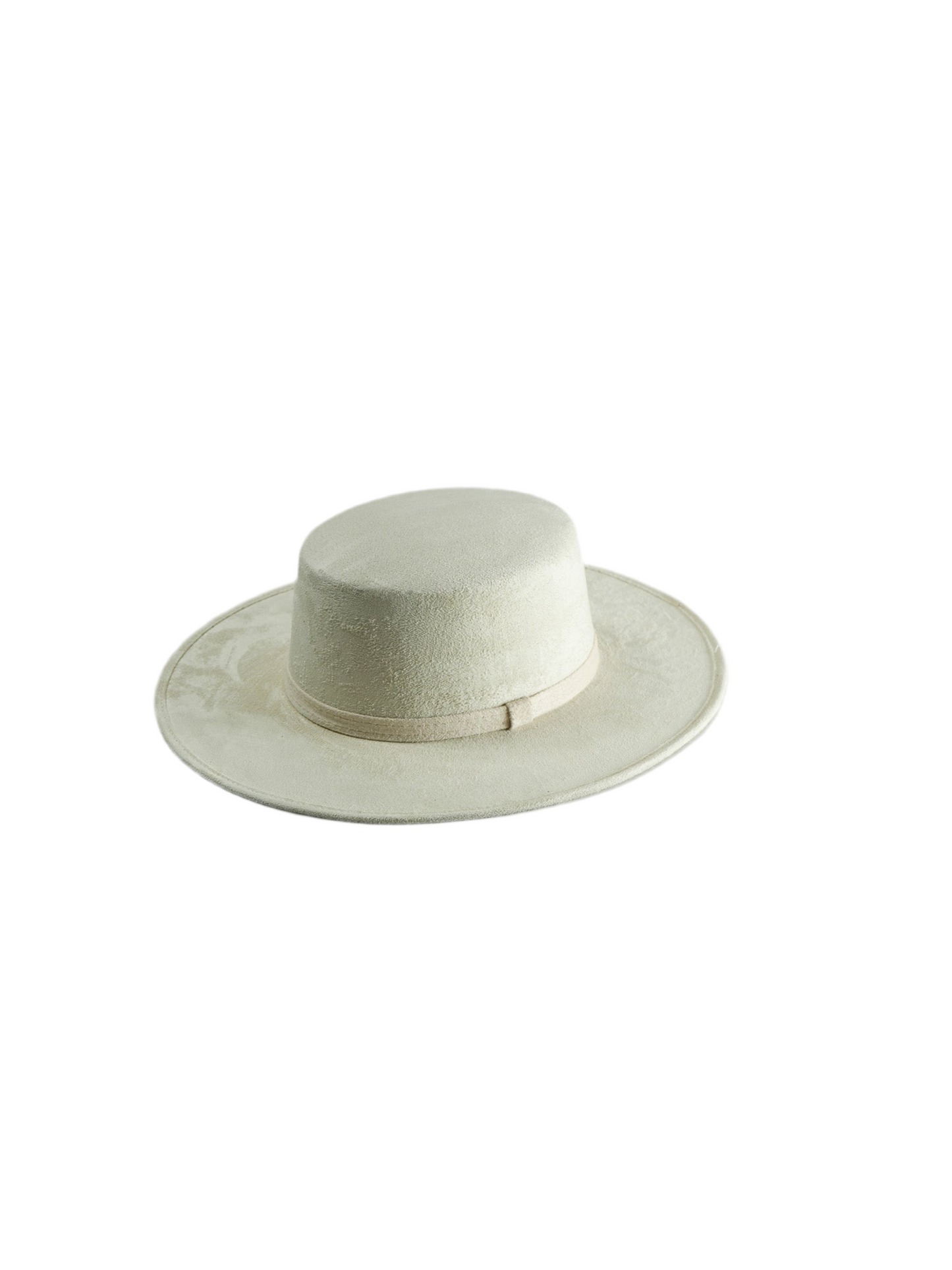 Vegan Suede Flat Top Hat- Ivory