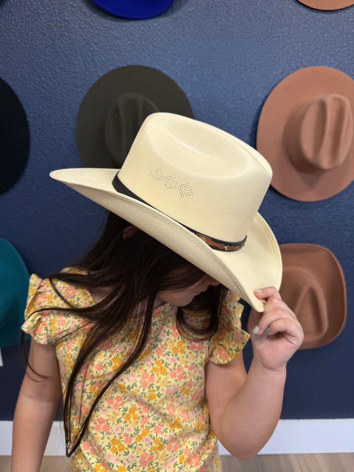 Kids Bronco Structured Cowboy Hat - Ivory