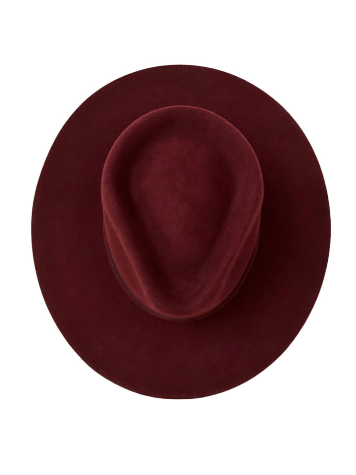 Emery Merino Wool Teardrop Rancher Hat - Wine Burgundy