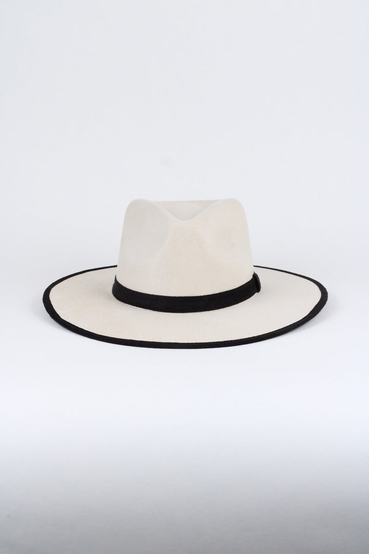 Vegan Suede Rancher Hat - Duo Tone -  Ivory + Black