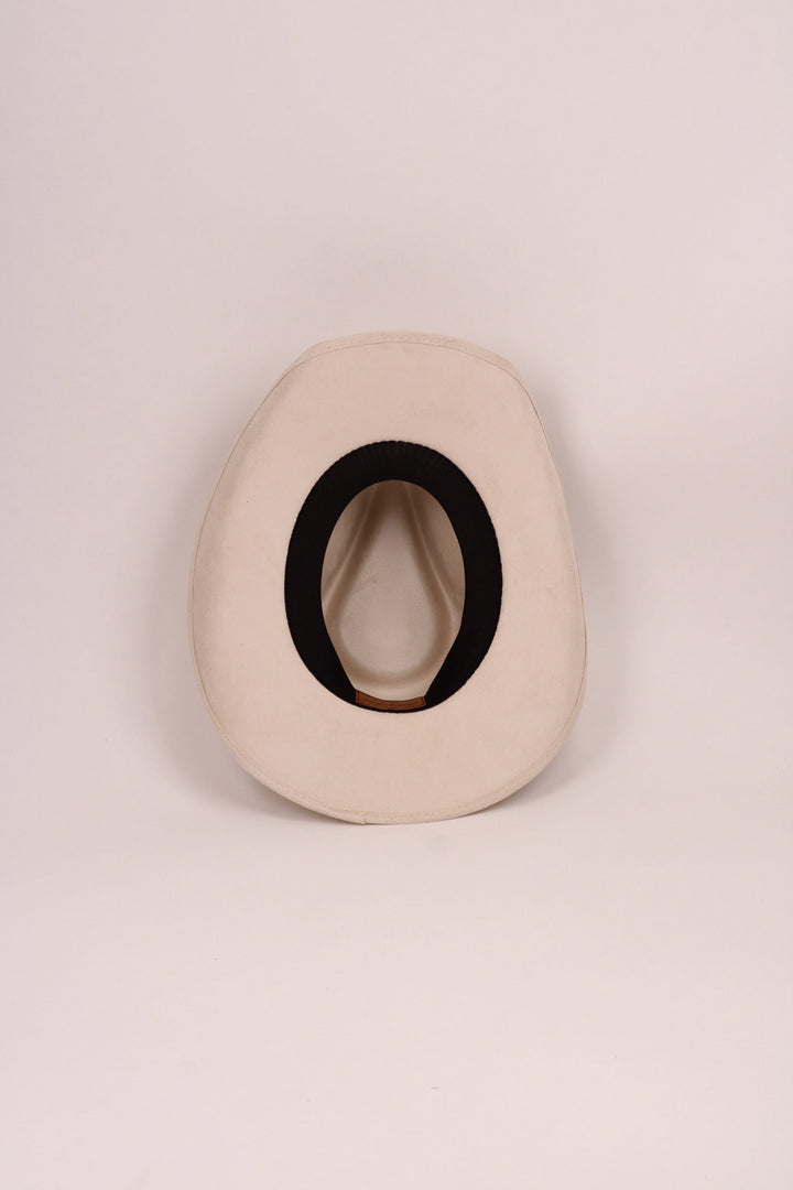 Santa Fe Vegan Suede Cowboy Rancher Hat- Ivory