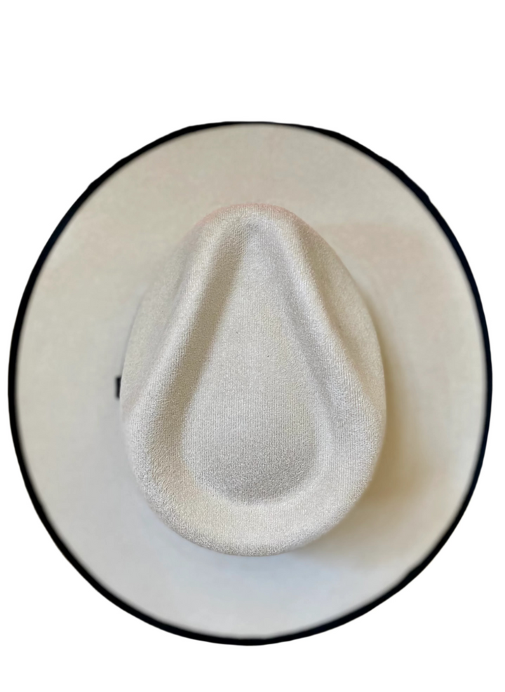 Vegan Suede Rancher Hat - Duo Tone -  Ivory + Black