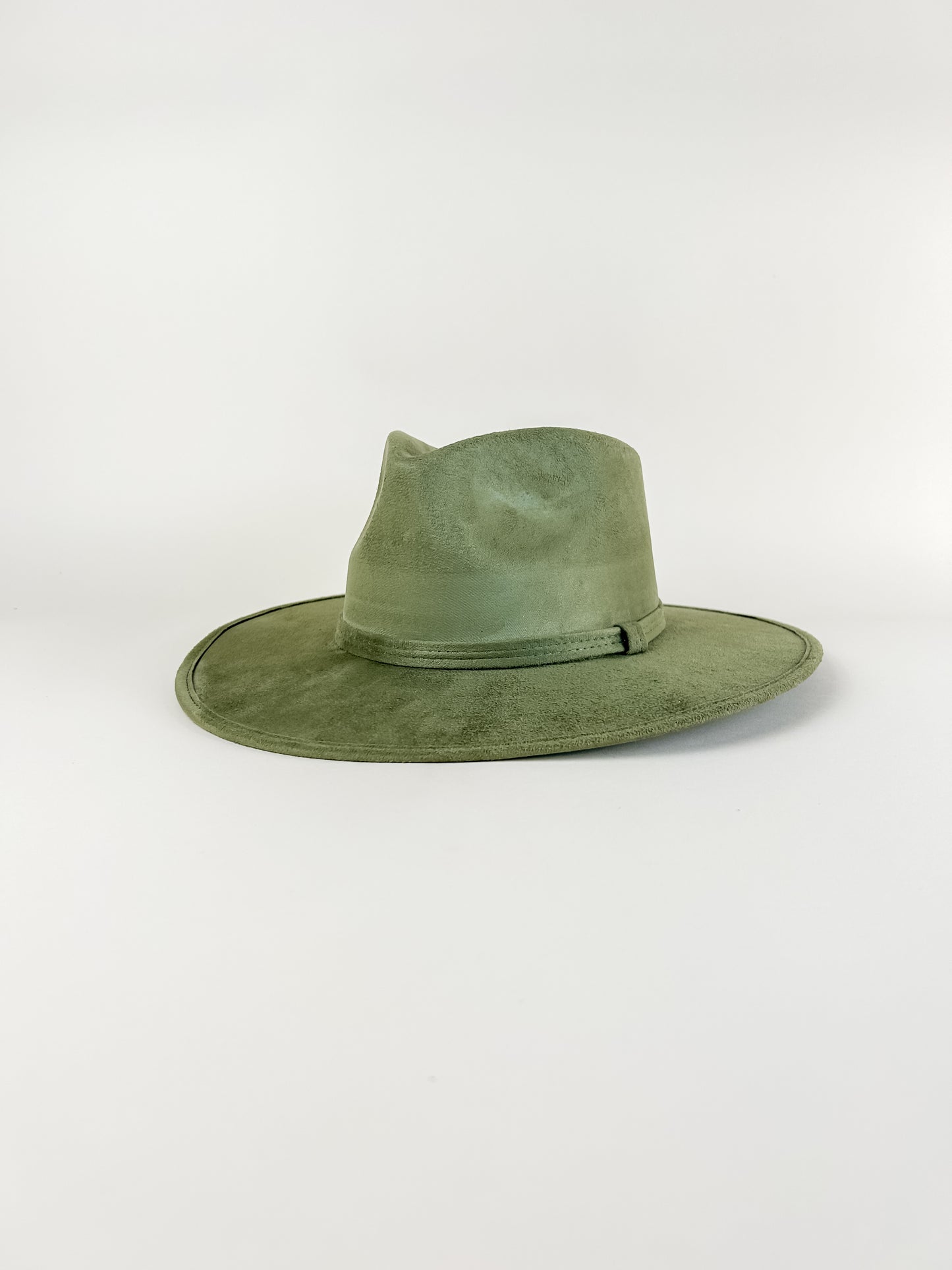 Vegan Suede Teardrop Hat- Forest Green