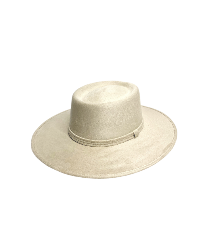 Vegan Suede Gambler Hat- Ivory
