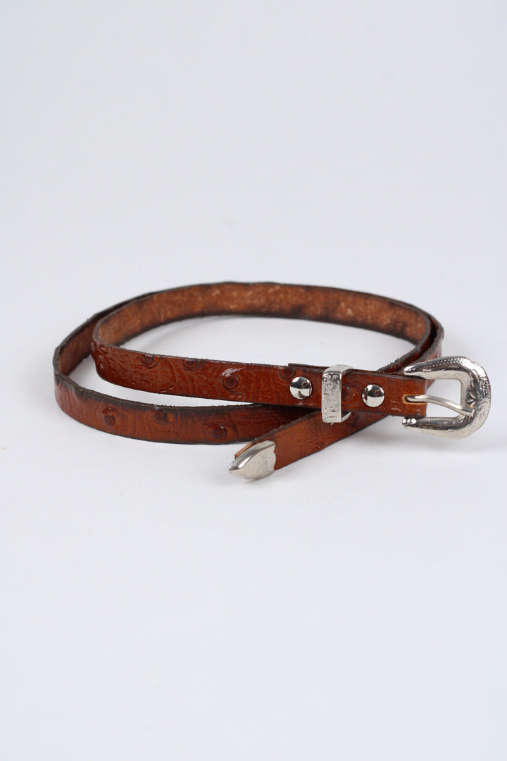 Ostrich Print Leather Hat Band w/Buckle Raw