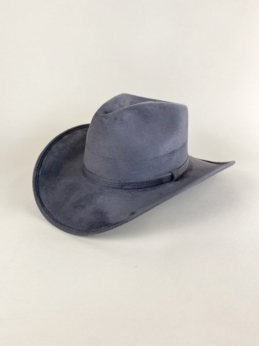 Santa Fe Vegan Suede Cowboy Rancher Hat- Charcoal W/O Band