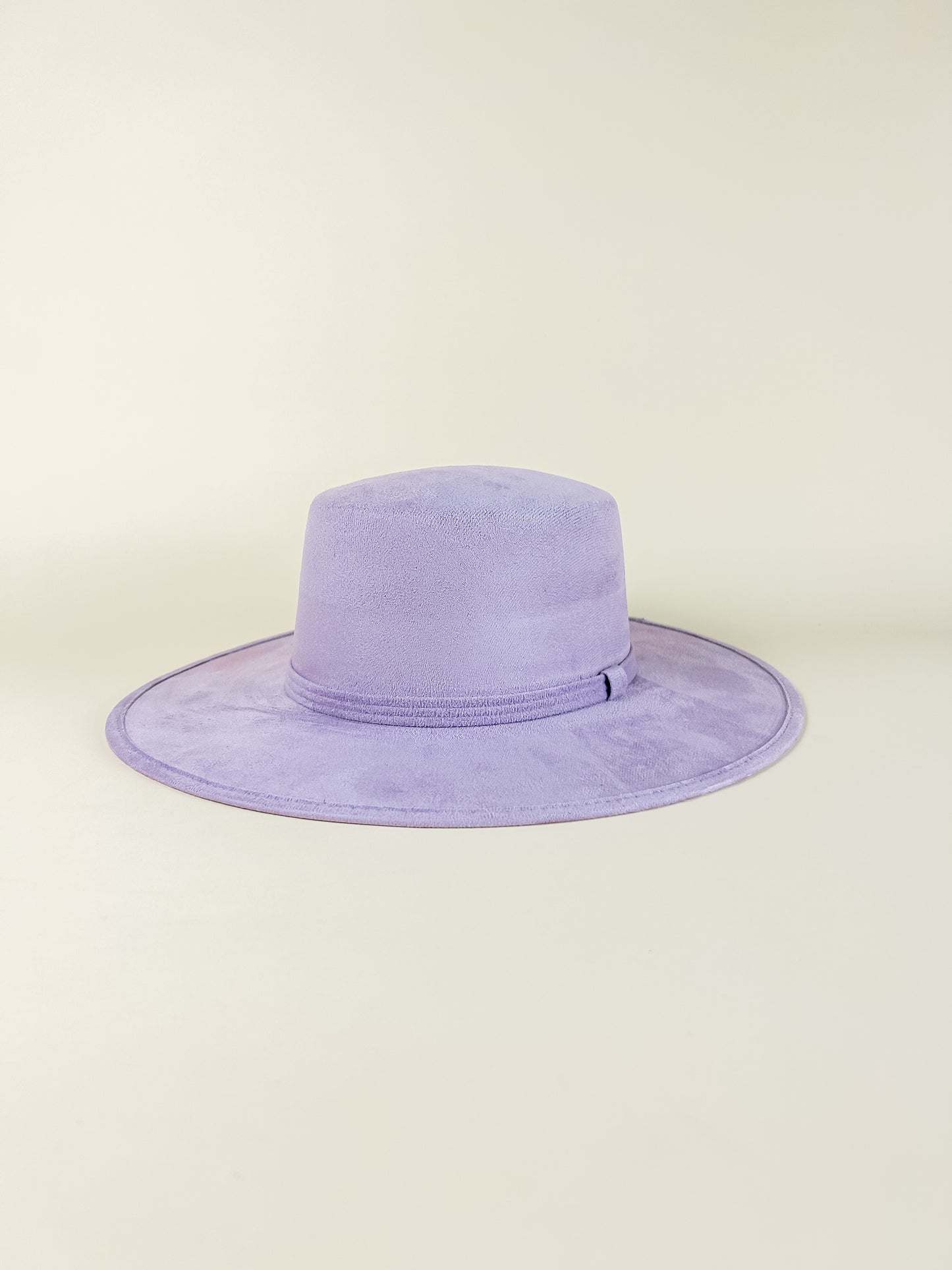 Vegan Suede Flat Top Hat-  Lavender