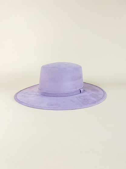 Vegan Suede Flat Top Hat-  Lavender