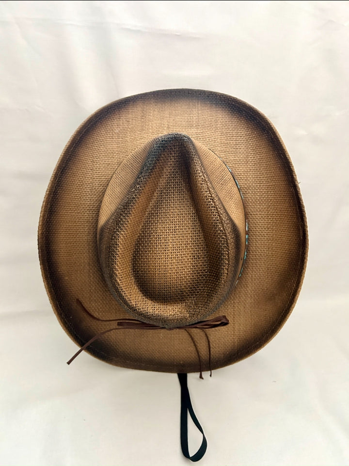 Ellie Cowboy Straw Hat - Chocolate with Caramel Band