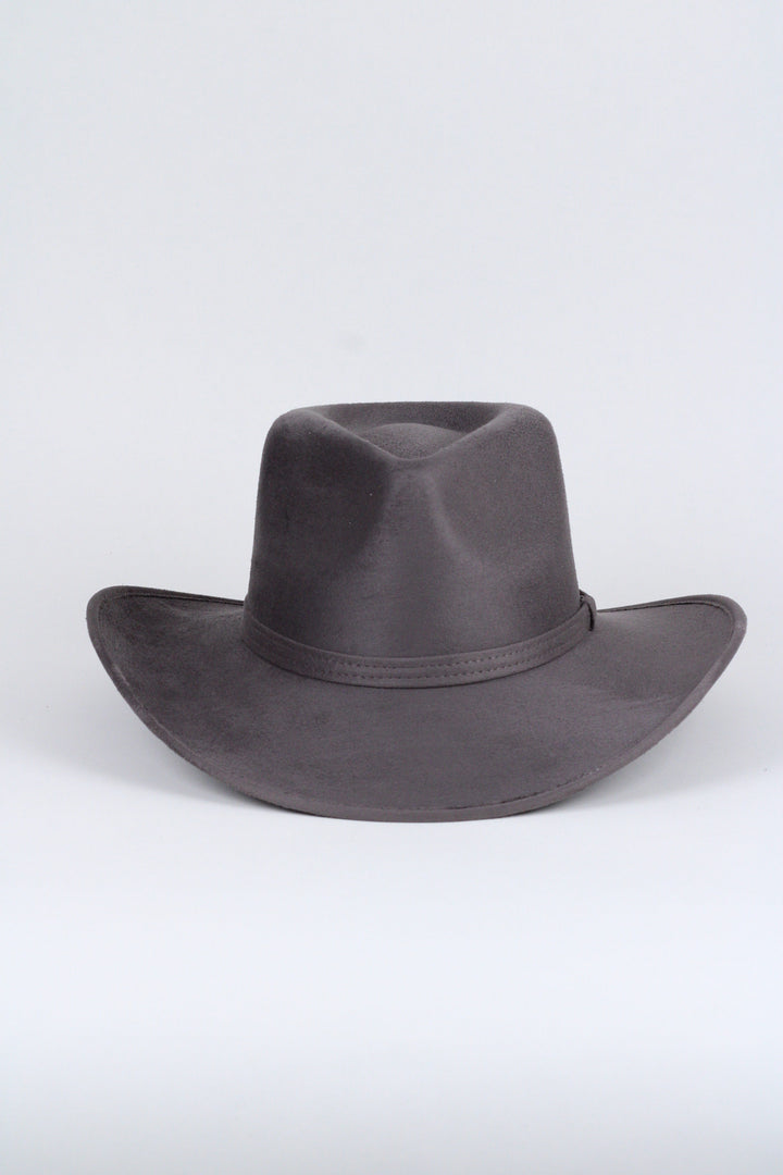 Amarillo Vegan Suede Cowboy Rancher Hat- Charcoal Grey