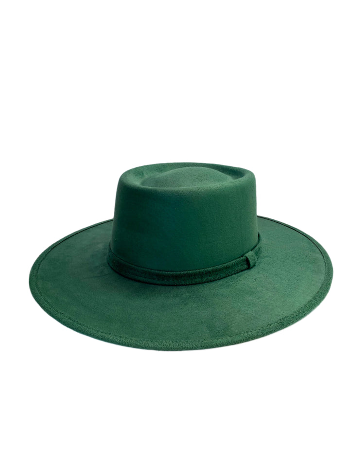 Vegan Suede Gambler Hat- Hunter Green