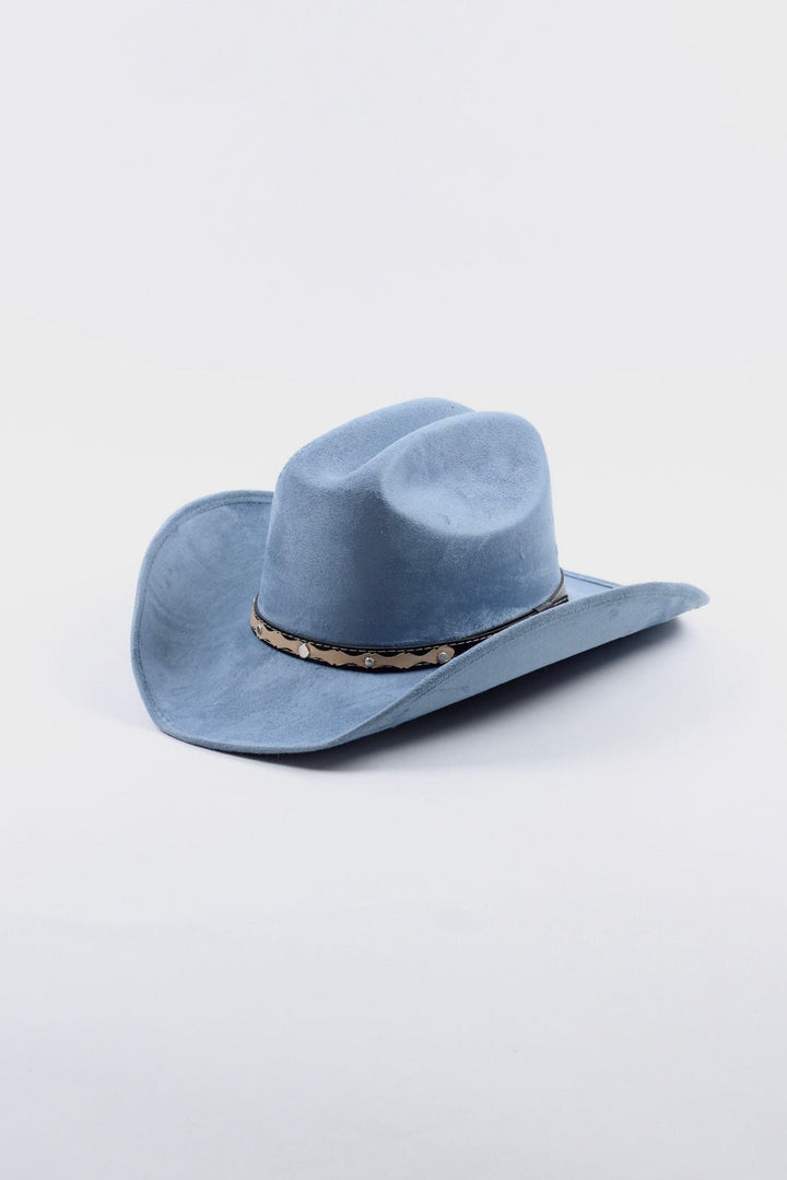 Texana Vegan Suede Cowboy Hat - Steel Blue