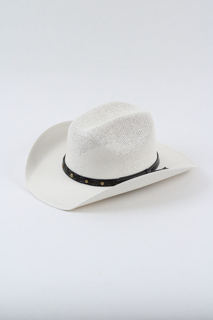 Kids Bullrider Mesh Top Structured Cowboy Hat - White