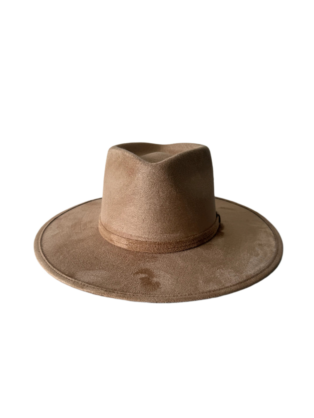 Vegan Suede Diamond Hat - Flat Brim - Cappuccino