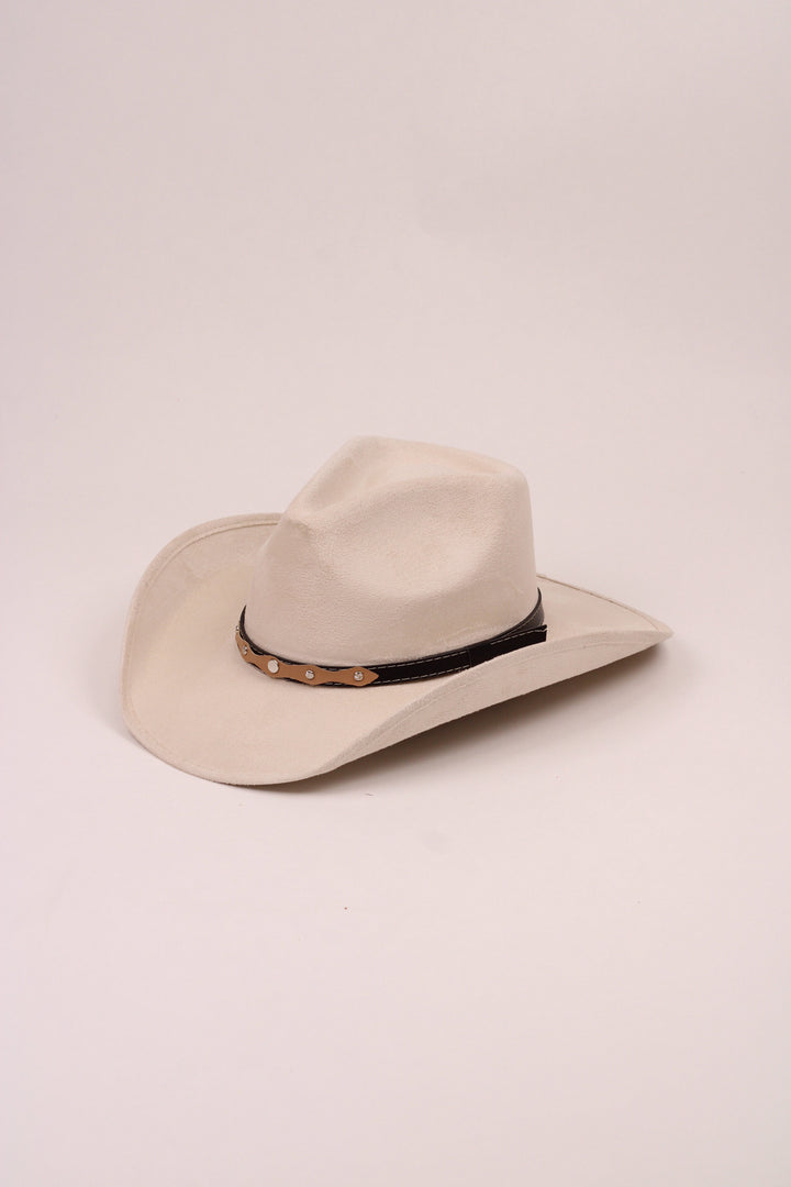 Santa Fe Vegan Suede Cowboy Rancher Hat- Ivory