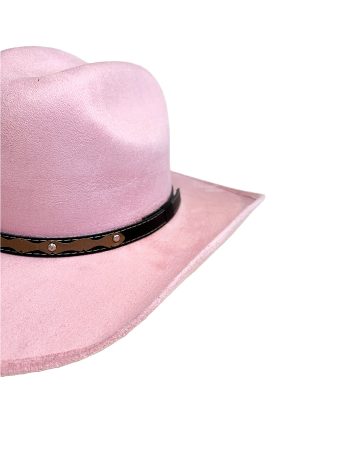 Austin Vegan Suede Cowboy Hat- Blush Pink