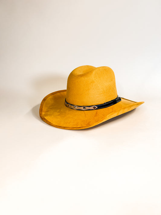 Austin Vegan Suede Cowboy Hat- Mustard Yellow