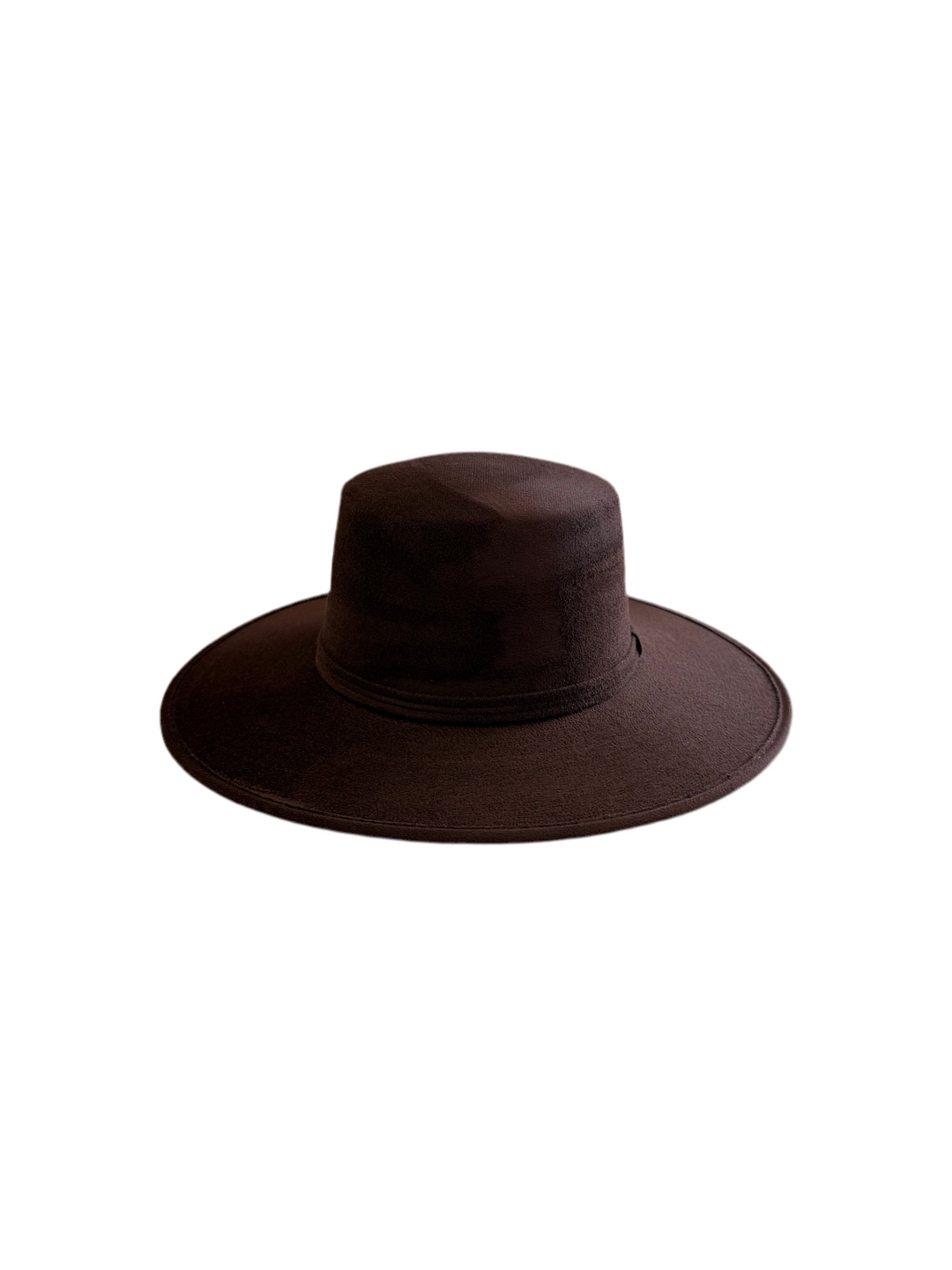 Vegan Suede Flat Top Hat-  Chocolate