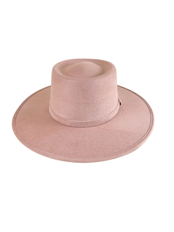 Vegan Suede Gambler Hat- Pale Dusty Rose