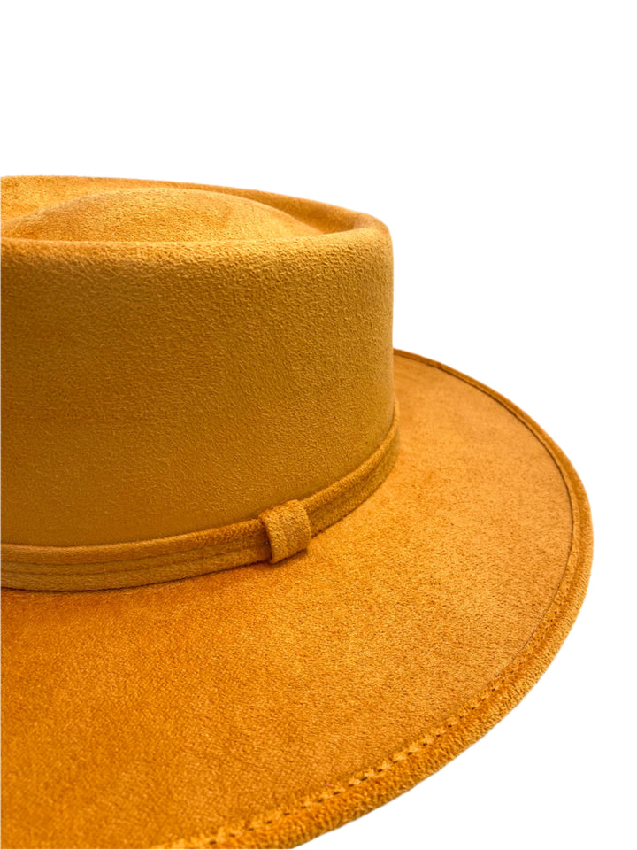 Vegan Suede Gambler Hat- Mango