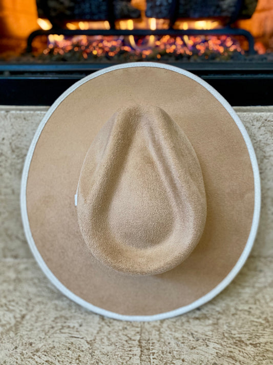 Vegan Suede Rancher Hat -Duotone -  Cappuccino + Ivory