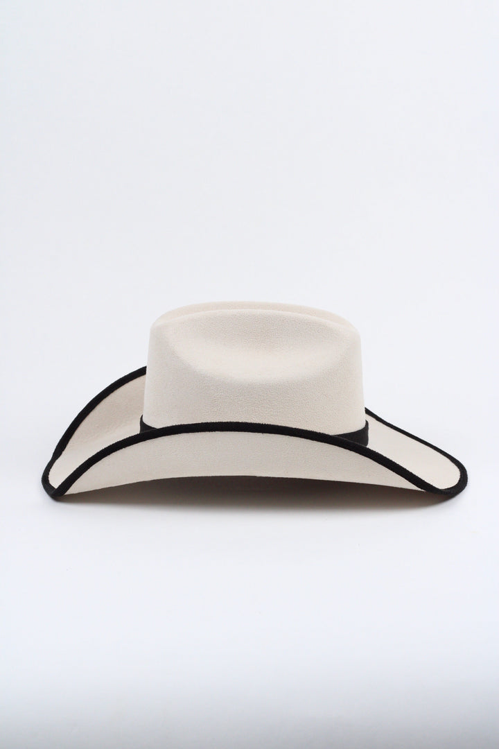 Texana Vegan Suede Cowboy Hat -Duo Tone - Ivory + Black