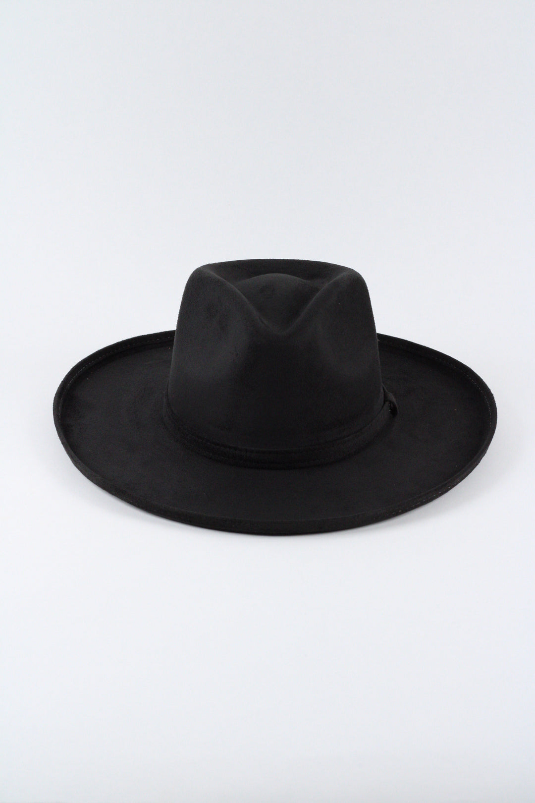 Vegan Suede Rancher Hat - Pencil Brim - Black