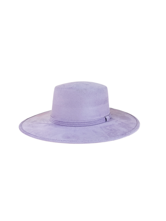 Vegan Suede Flat Top Hat-  Lavender