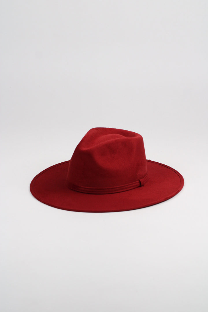 Vegan Suede Rancher Hat - Burgundy