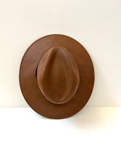 Western Cowboy Faux Leather Hat - Brown