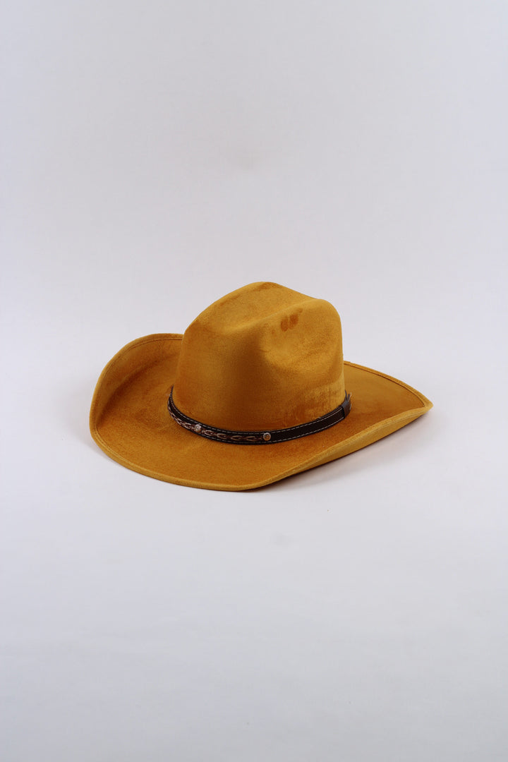 Austin Vegan Suede Cowboy Hat- Mustard Yellow
