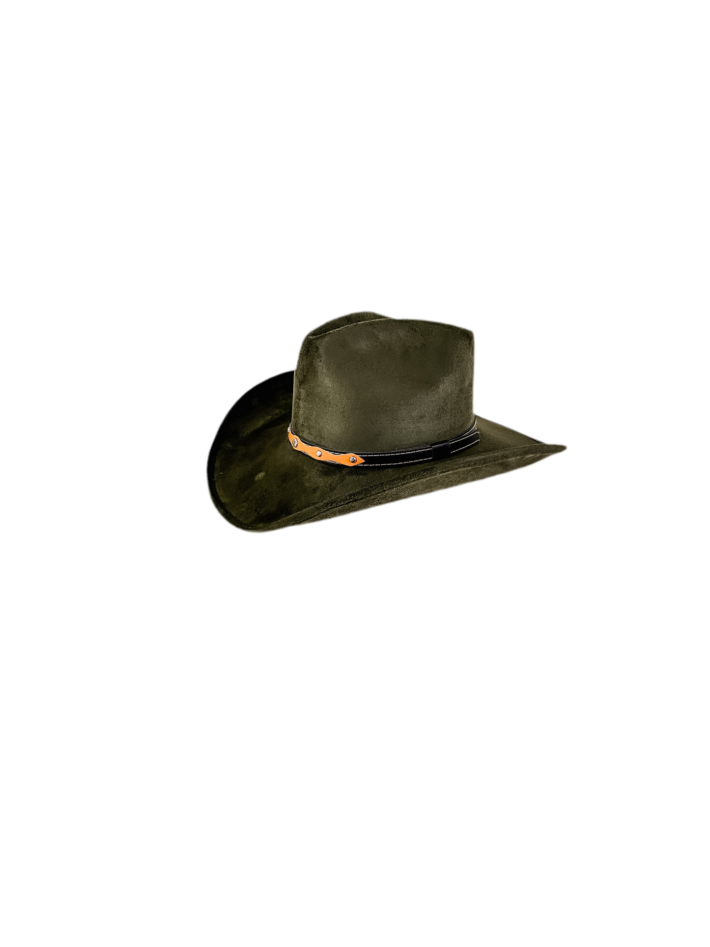 Santa Fe Vegan Suede Cowboy Rancher Hat- Olive Green