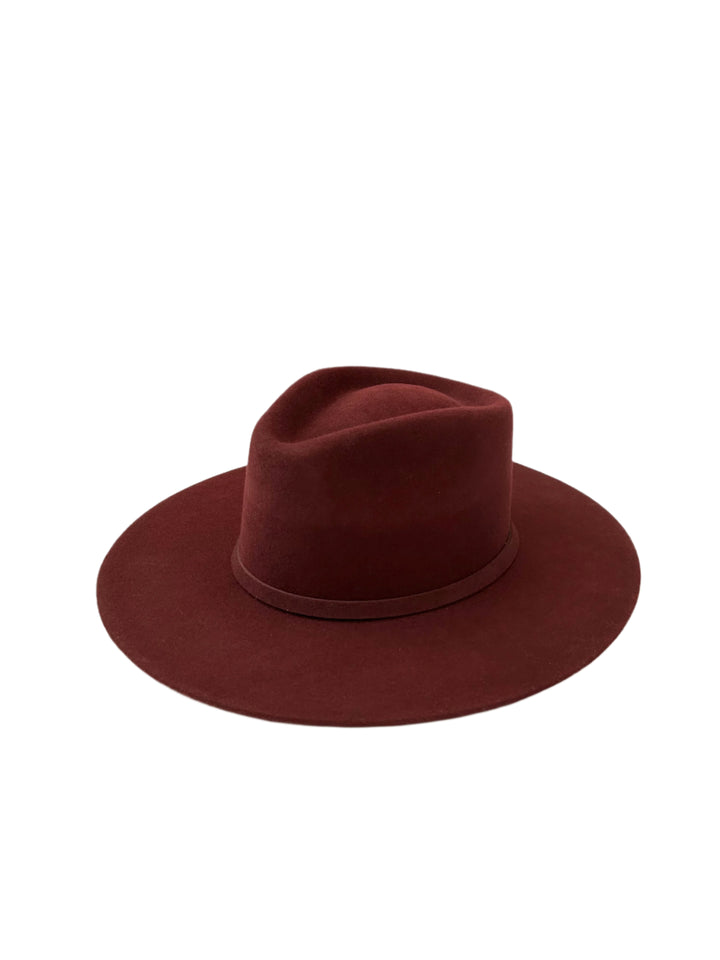 Emery Merino Wool Teardrop Rancher Hat - Wine Burgundy