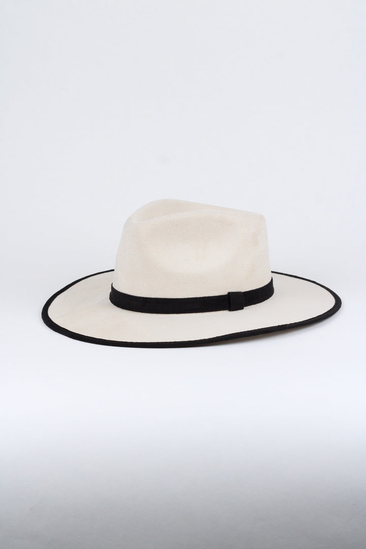 Vegan Suede Rancher Hat - Duo Tone -  Ivory + Black