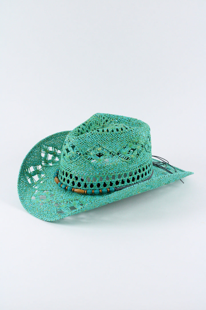 Bayside Rancher Raffia Hat - Aqua Green