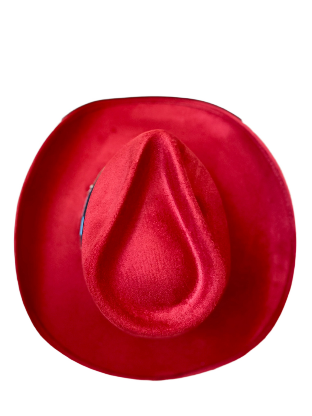 Santa Fe Vegan Suede Cowboy Rancher Hat- Lipstick Red