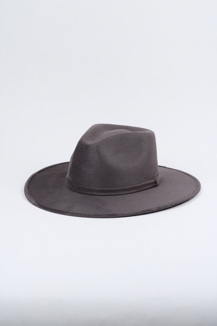 Vegan Suede Rancher Hat - Charcoal Grey