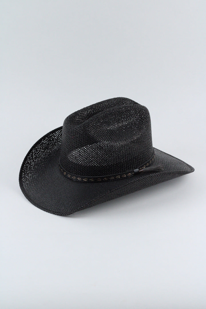 The Montecito Raffia Cowboy Hat - black