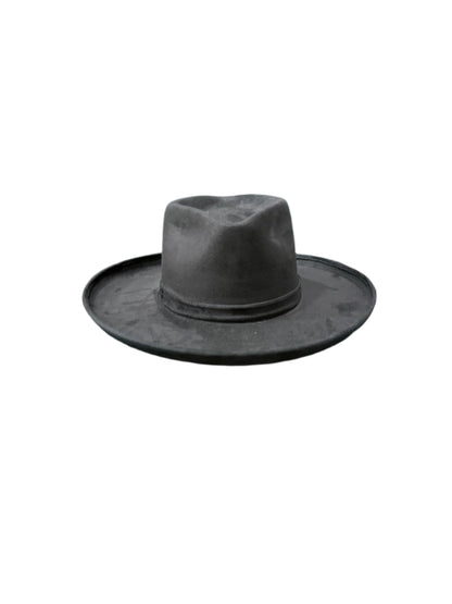 Vegan Suede Diamond Hat - Pencil Brim - Black