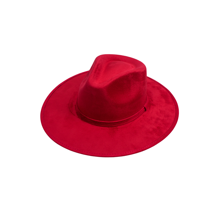 Vegan Suede Rancher Hat - Lipstick Red
