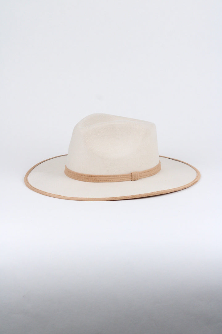 Vegan Suede Rancher Hat - Duo Tone - Ivory + Cappuccino