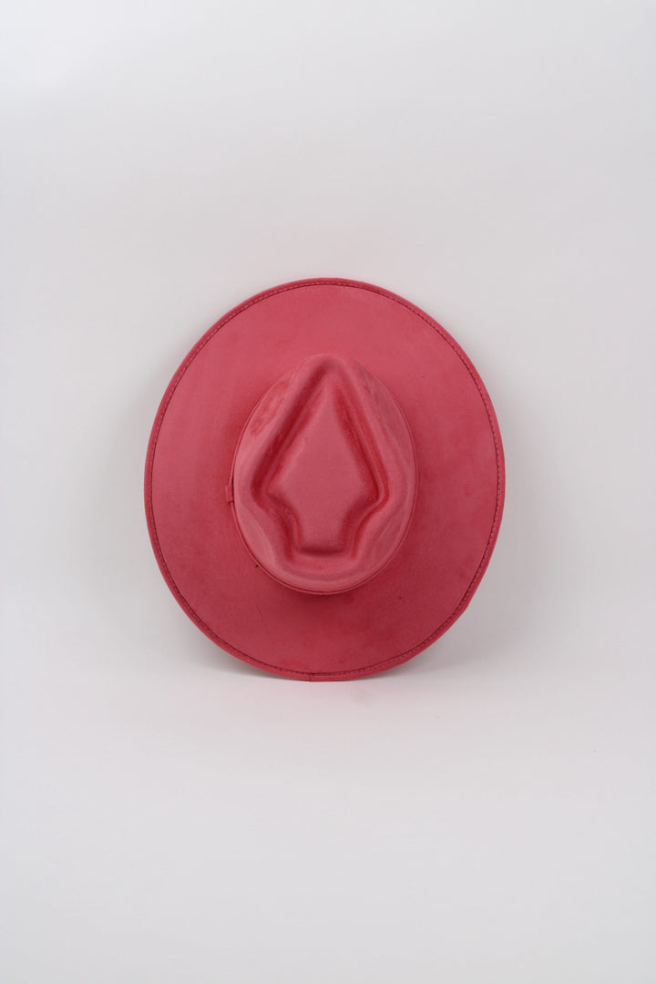 Vegan Suede Arrow Crown Hat- Coral Pink