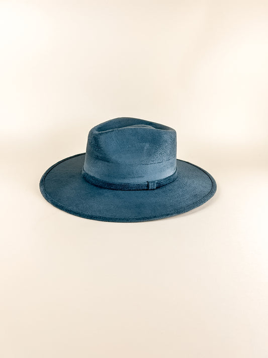 Vegan Suede Rancher Hat - Peacock Blue