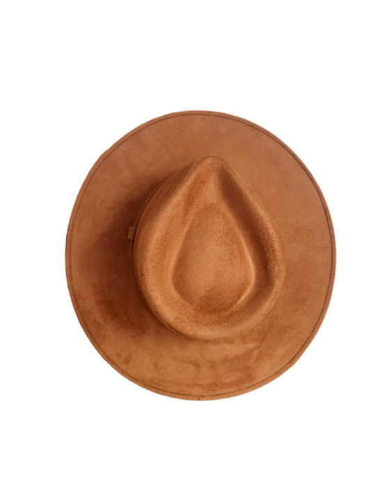 Vegan Suede Teardrop Hat- Caramel