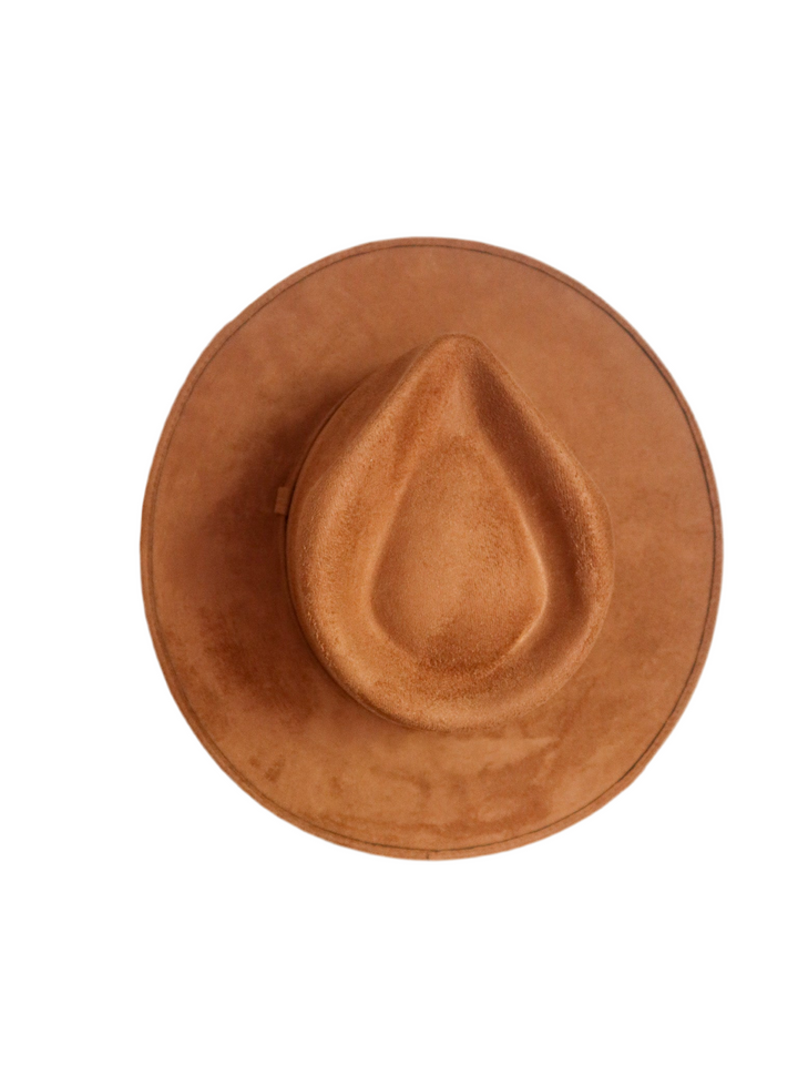 Vegan Suede Teardrop Hat - Caramel