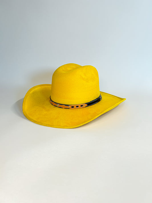 Austin Vegan Suede Cowboy Hat- Yellow
